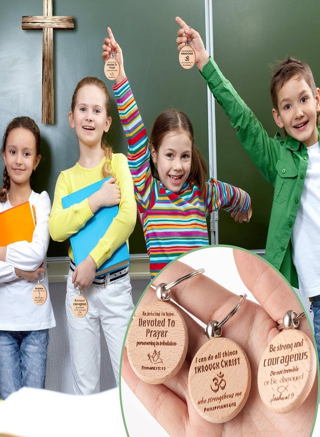 مجموعة JMZYJZH من 24 قطعة من سلاسل المفاتيح المسيحية بالجملة، سلاسل مفاتيح تحمل آيات من الكتاب المقدس، سلاسل مفاتيح خشبية تحمل اقتباسات دينية ملهمة للنساء والرجال والكنيسة - Image 4